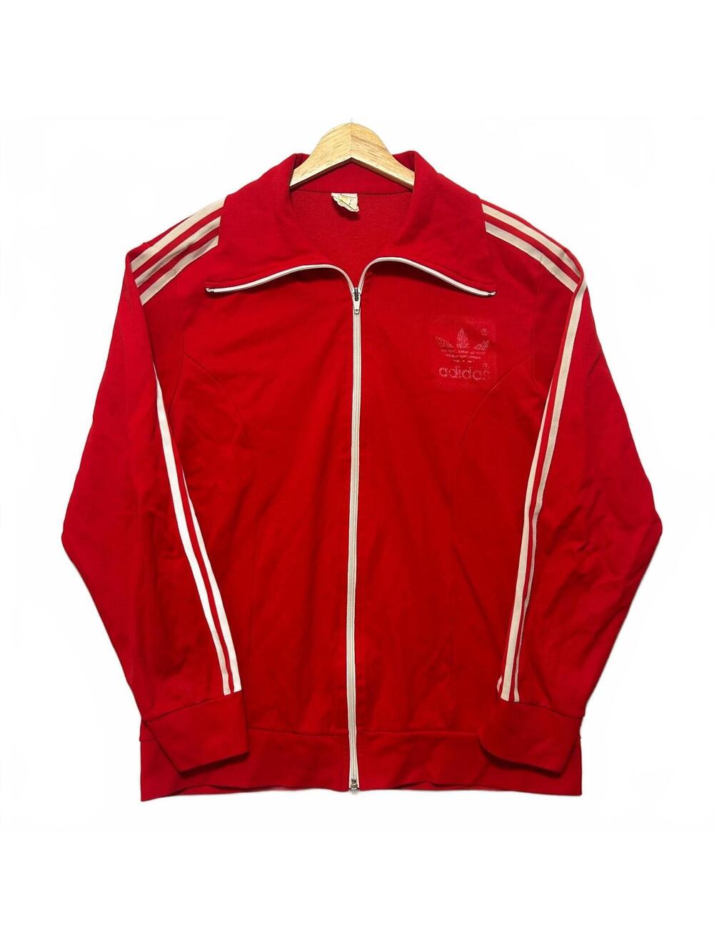 VTG 80's Adidas Trefoil Firebird Logo Striped Track Top Jacket Men’s L Red